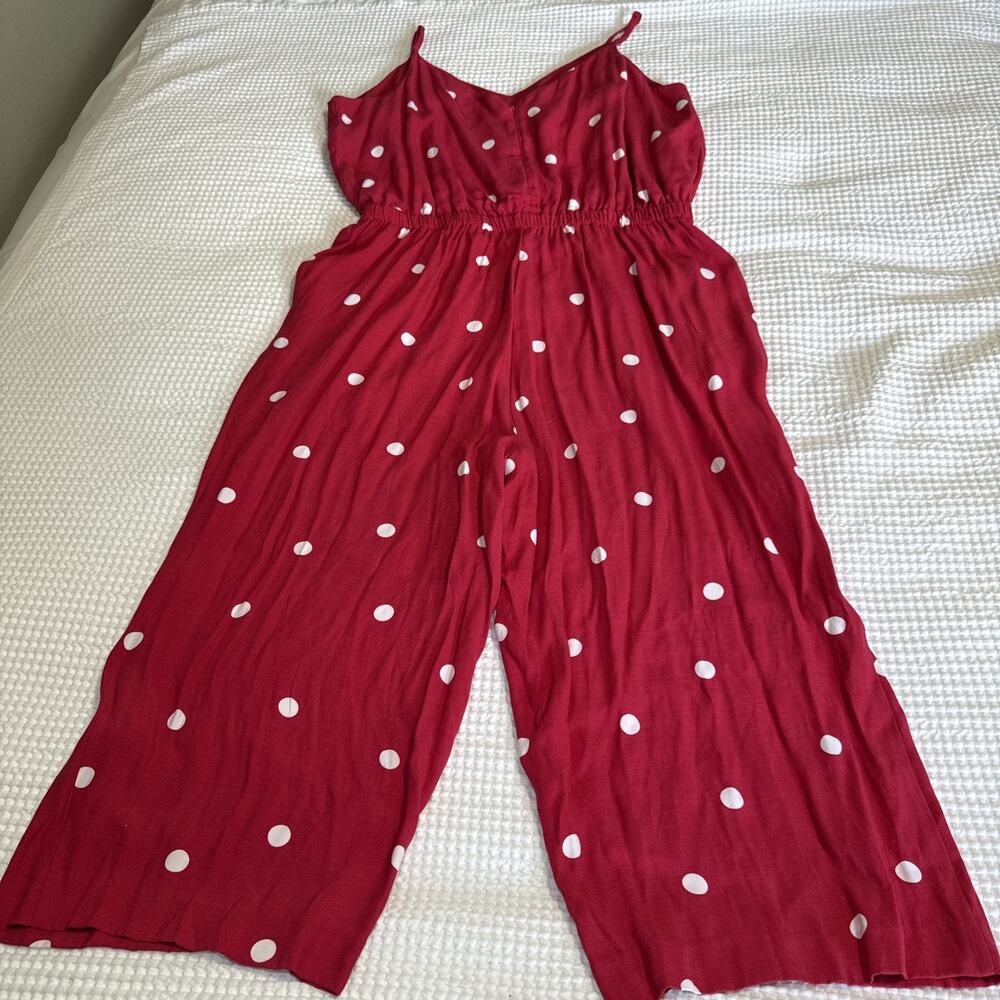 LOFT Sleeveless Jumpsuit Womens Plus 16 Pink Polka Dots Pockets Adjustable NWT - Picture 11 of 14